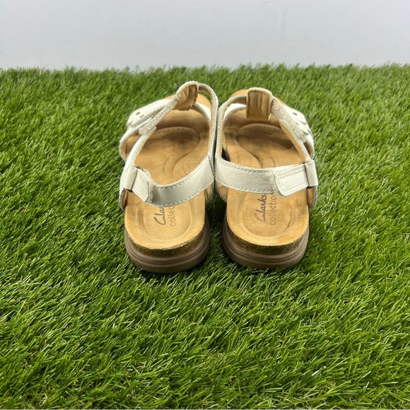 Clarks Collection Womens 5M White April Cove Open Toe Sandal Hook and Loop - Picture 4 of 10